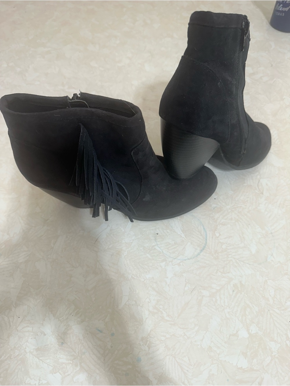 Mossimo Supply Co. Black Suede Fringe Ankle Booties worn once